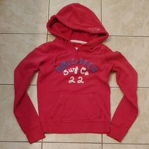 VTG Y2K Hollister Hoodie Women's Red Hooded Sweatshirt Size S